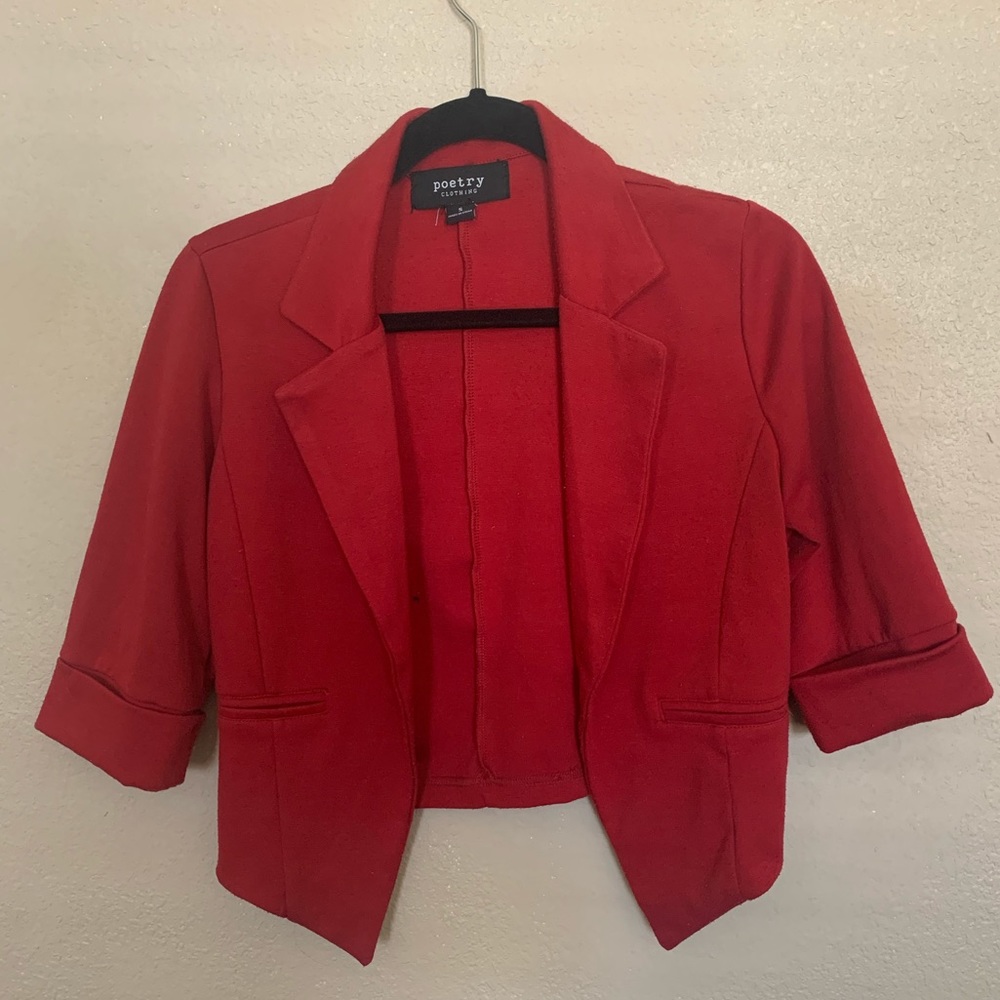 Cropped Red Blazer